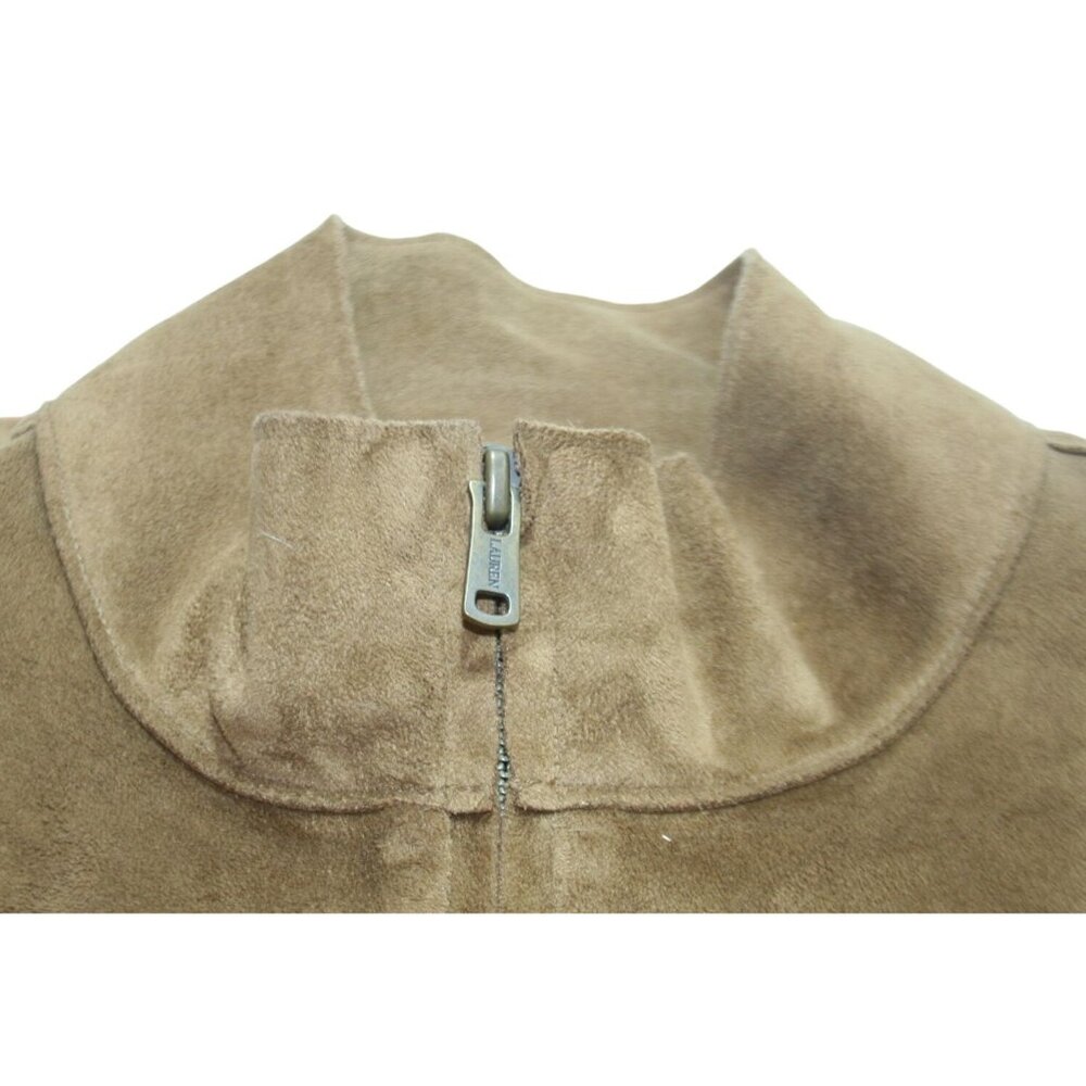 Ralph Lauren Dry Goods Faux Suede Safari Vest Womens Large Brown Western Boho - Picture 2 of 6